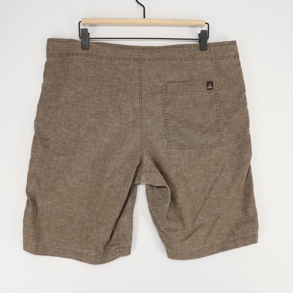 Prana Sutra Mens Shorts L Brown Heather Hemp Blend Drawstring Stretch Outdoor - Picture 3 of 9
